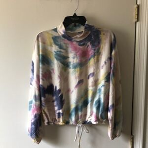 All in Favor Mock Turtleneck Tie Dye Top XL NWOT